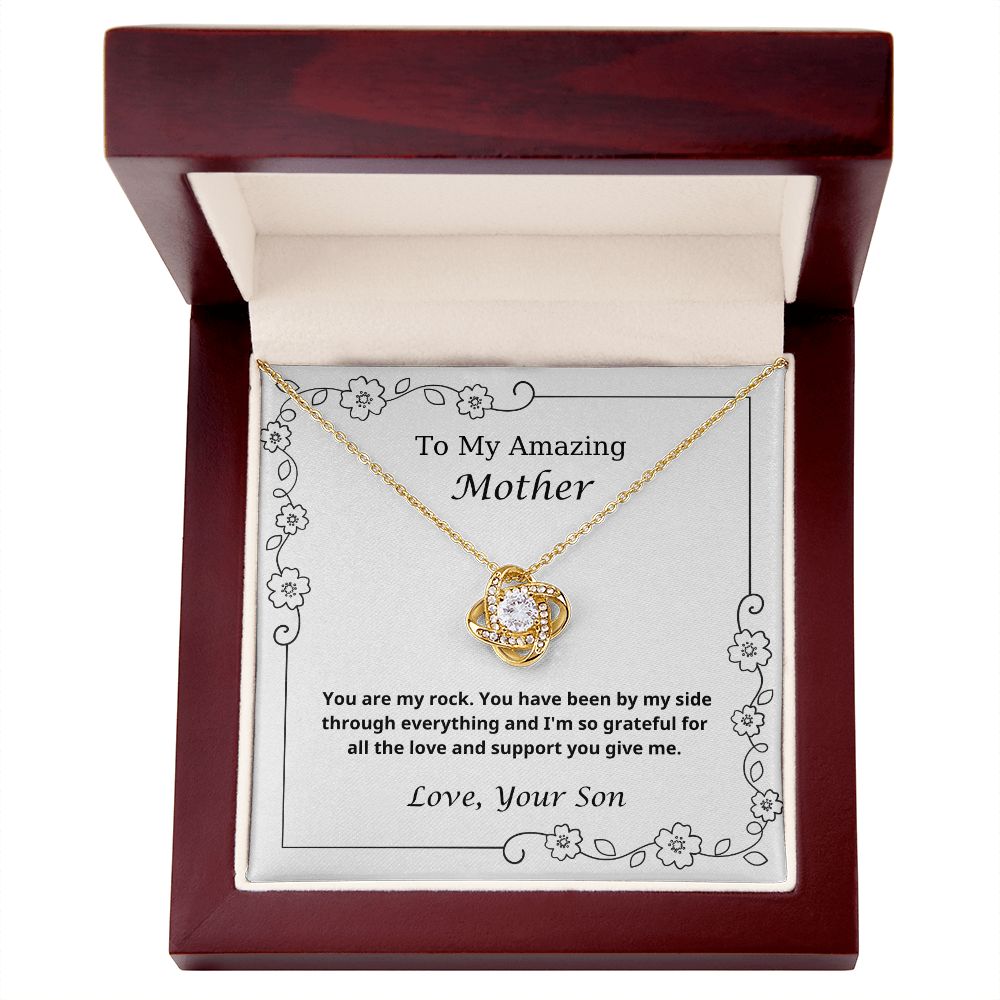 To My Amazing Mother - You Are My Rock - Love Knot Necklace