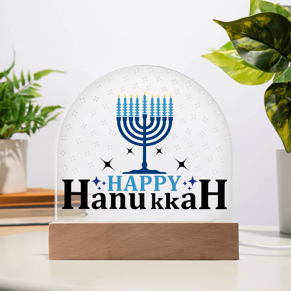 Happy Hanukkah Printed Acrylic Dome Plaque