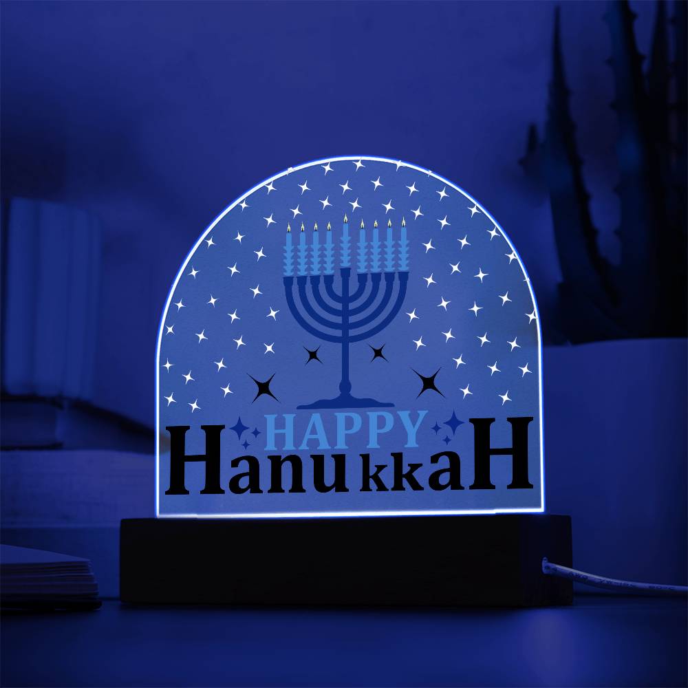 Happy Hanukkah Printed Acrylic Dome Plaque