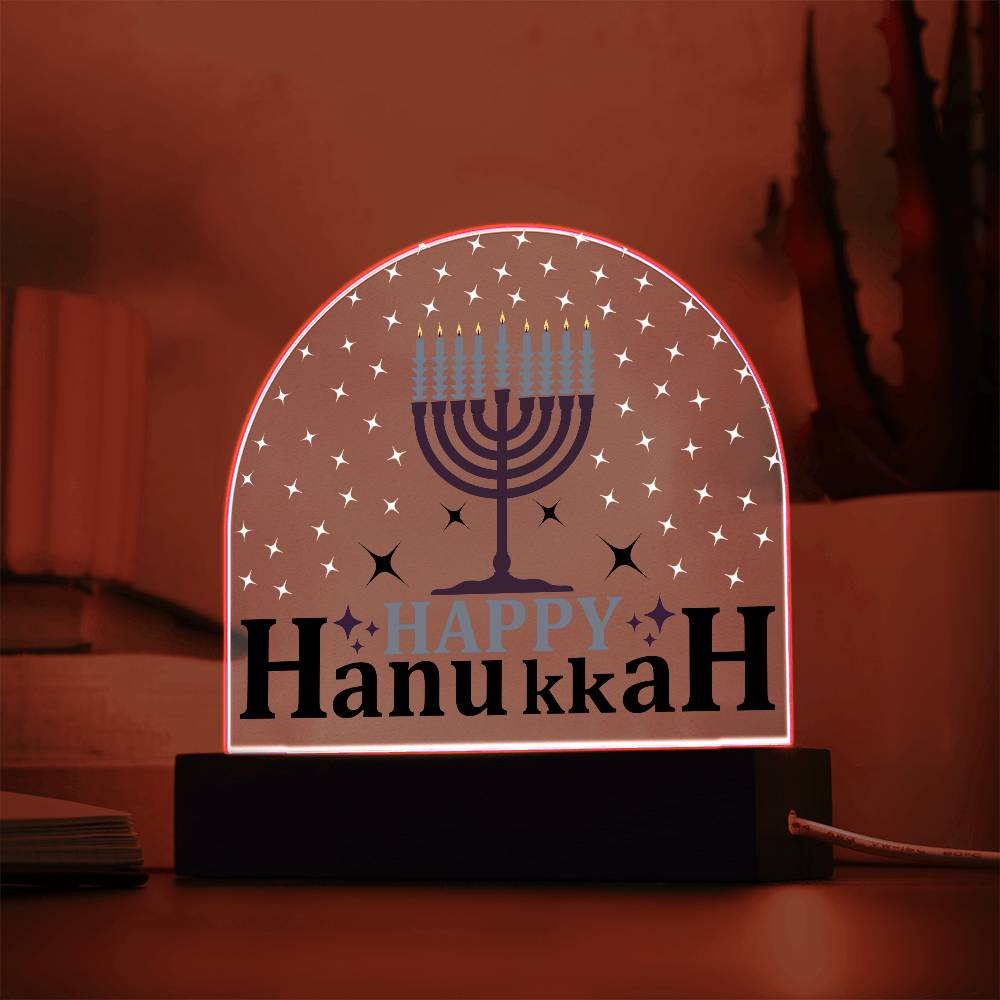 Happy Hanukkah Printed Acrylic Dome Plaque