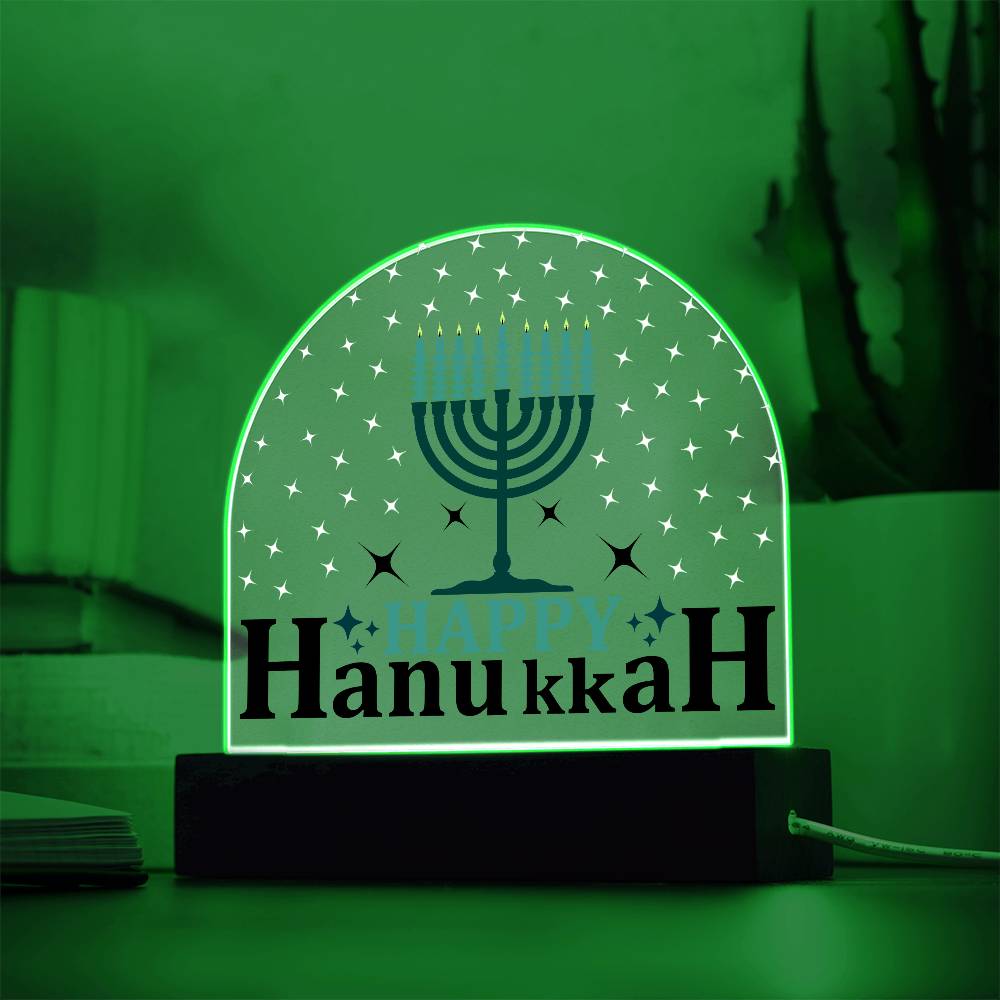 Happy Hanukkah Printed Acrylic Dome Plaque