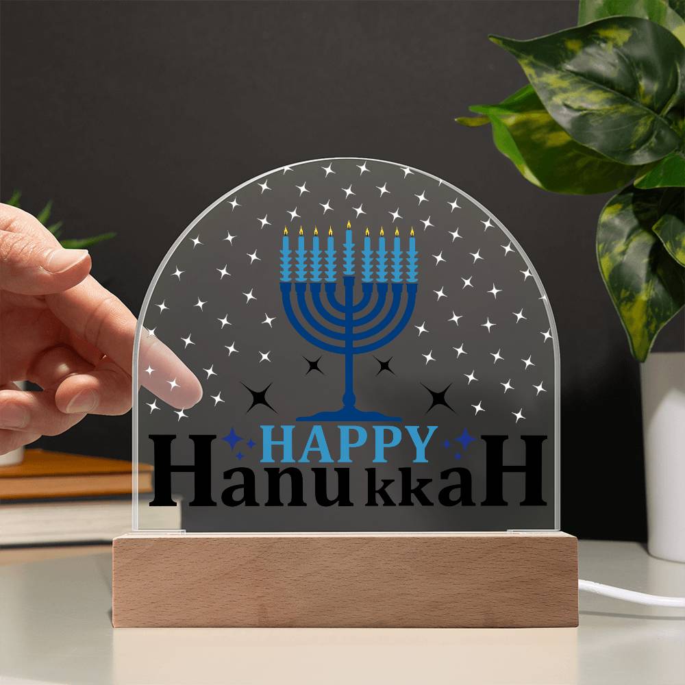 Happy Hanukkah Printed Acrylic Dome Plaque