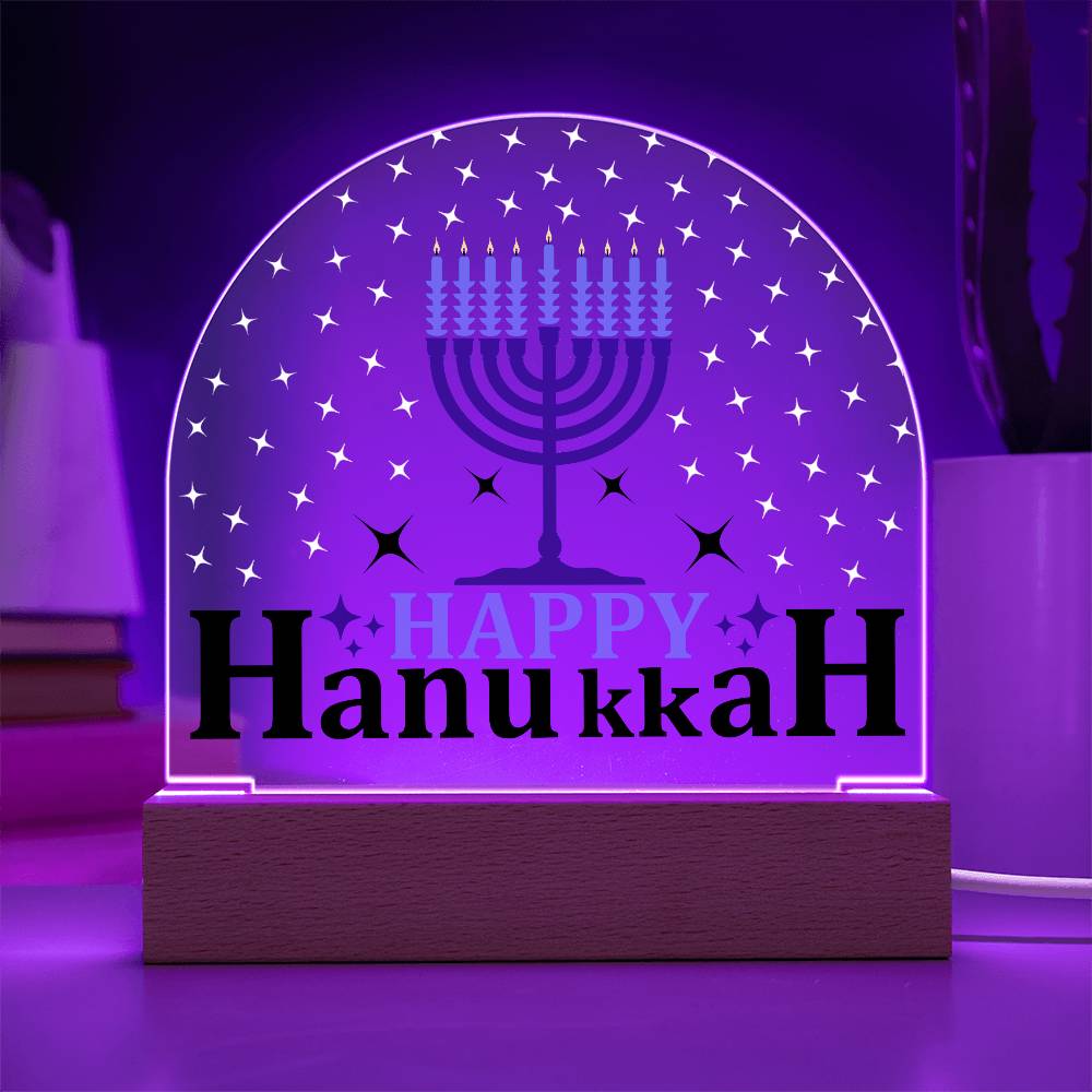 Happy Hanukkah Printed Acrylic Dome Plaque