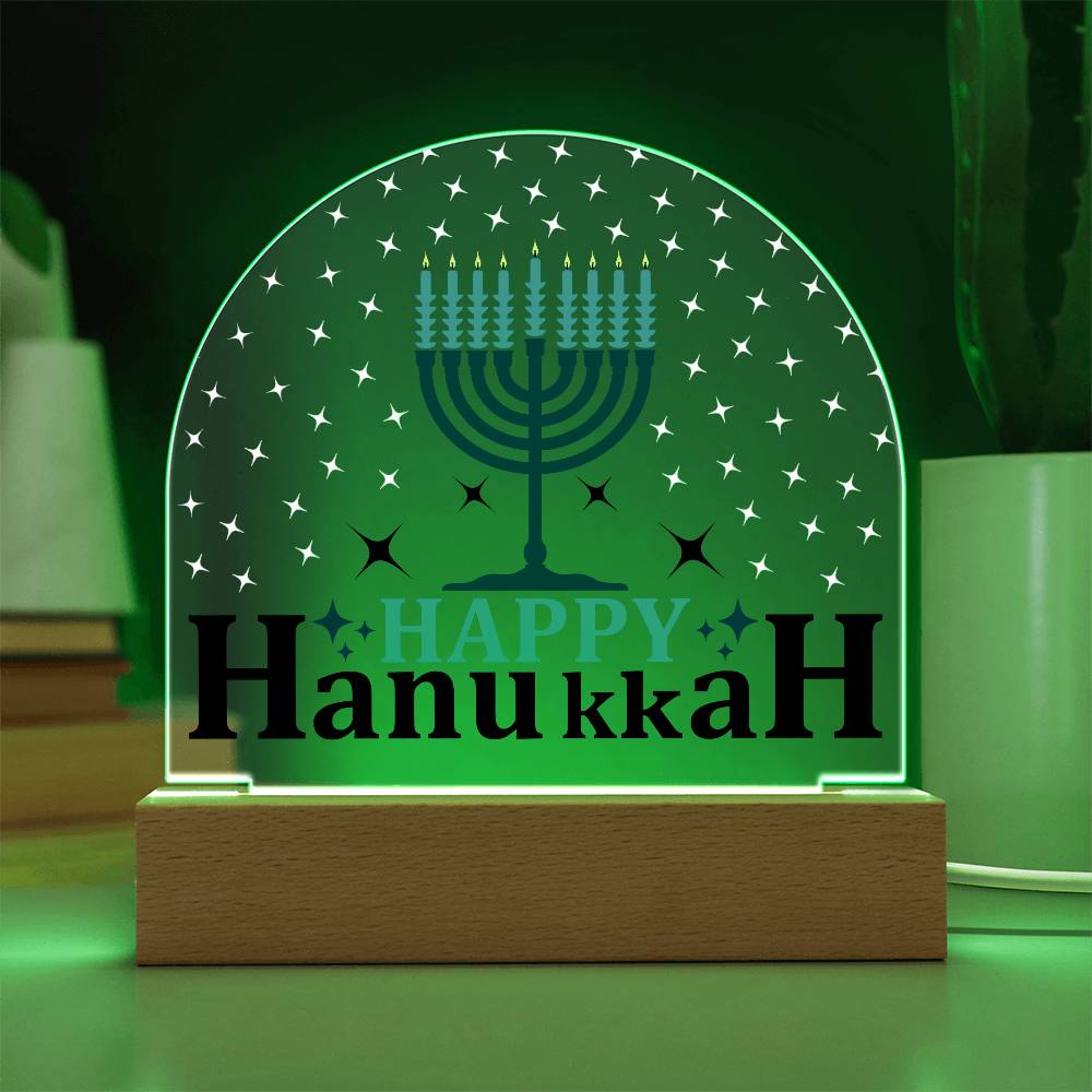 Happy Hanukkah Printed Acrylic Dome Plaque