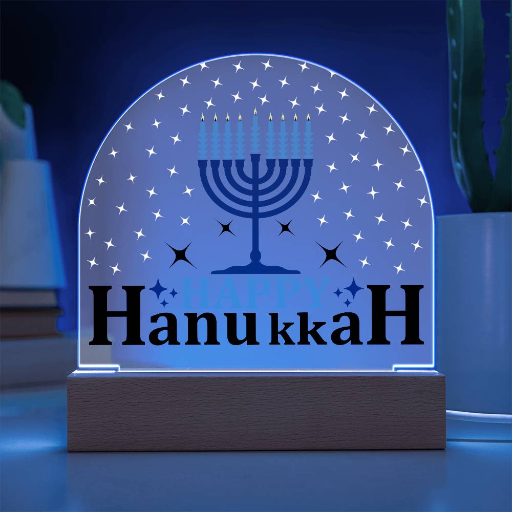 Happy Hanukkah Printed Acrylic Dome Plaque