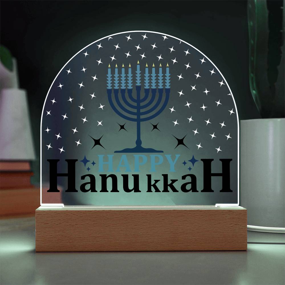 Happy Hanukkah Printed Acrylic Dome Plaque