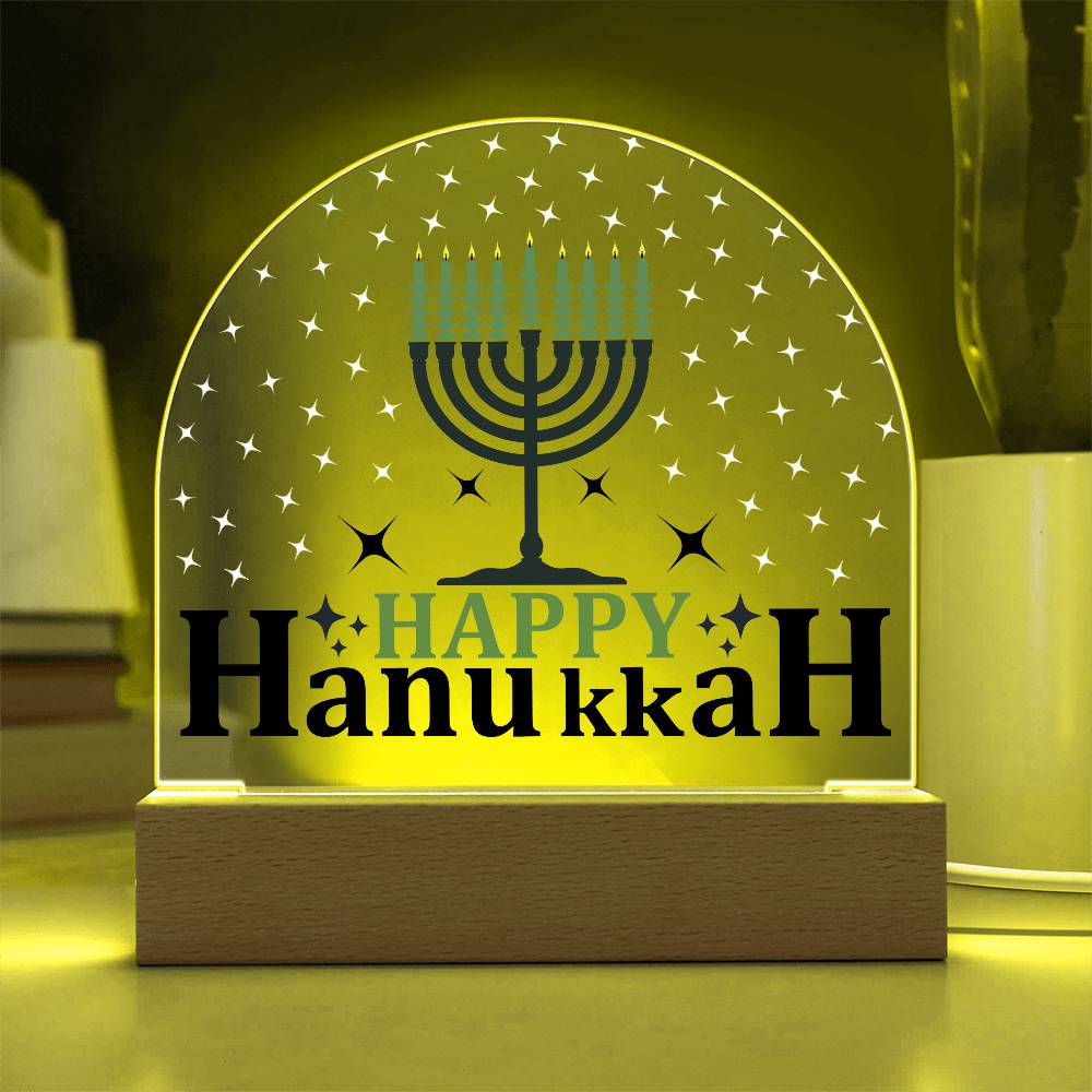 Happy Hanukkah Printed Acrylic Dome Plaque