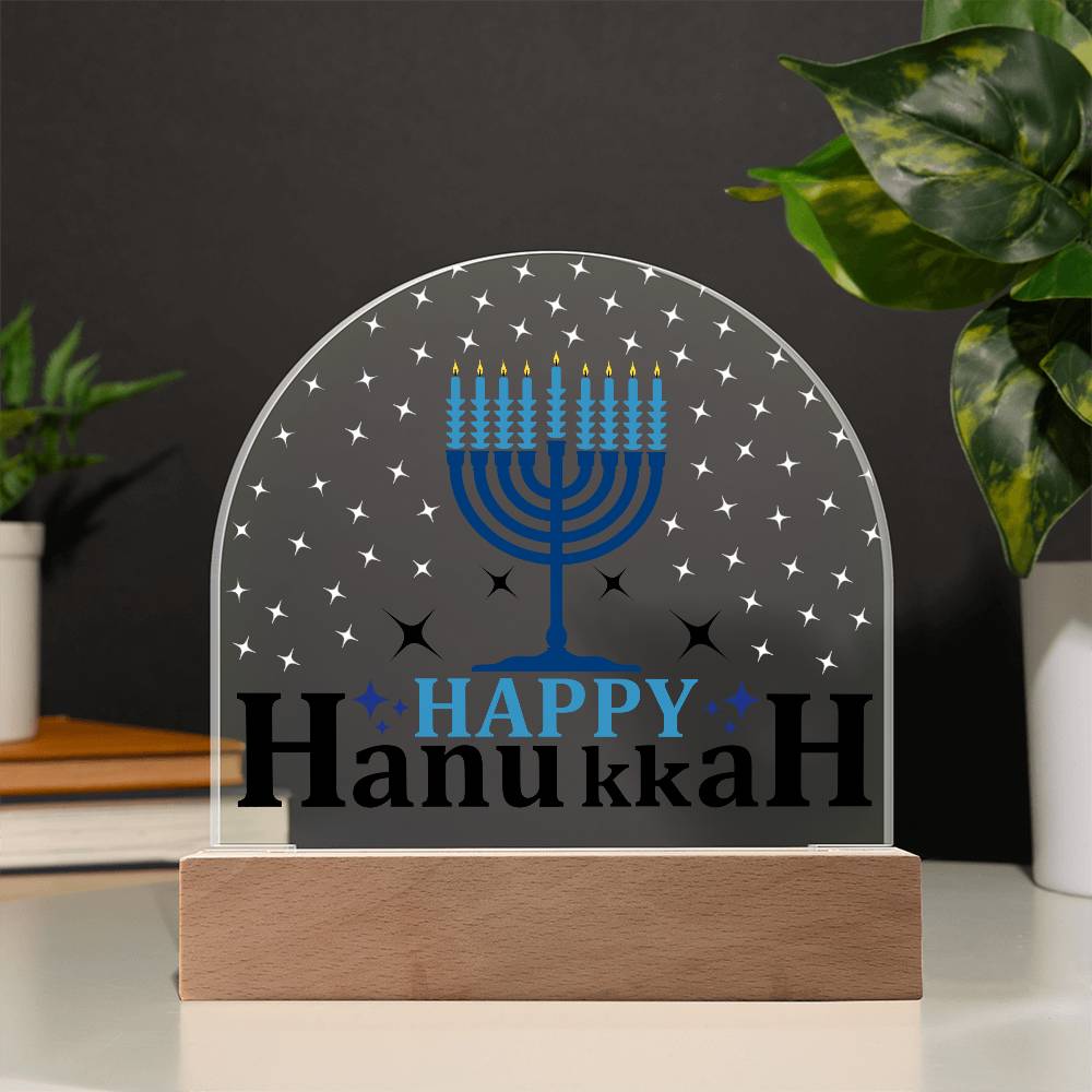 Happy Hanukkah Printed Acrylic Dome Plaque