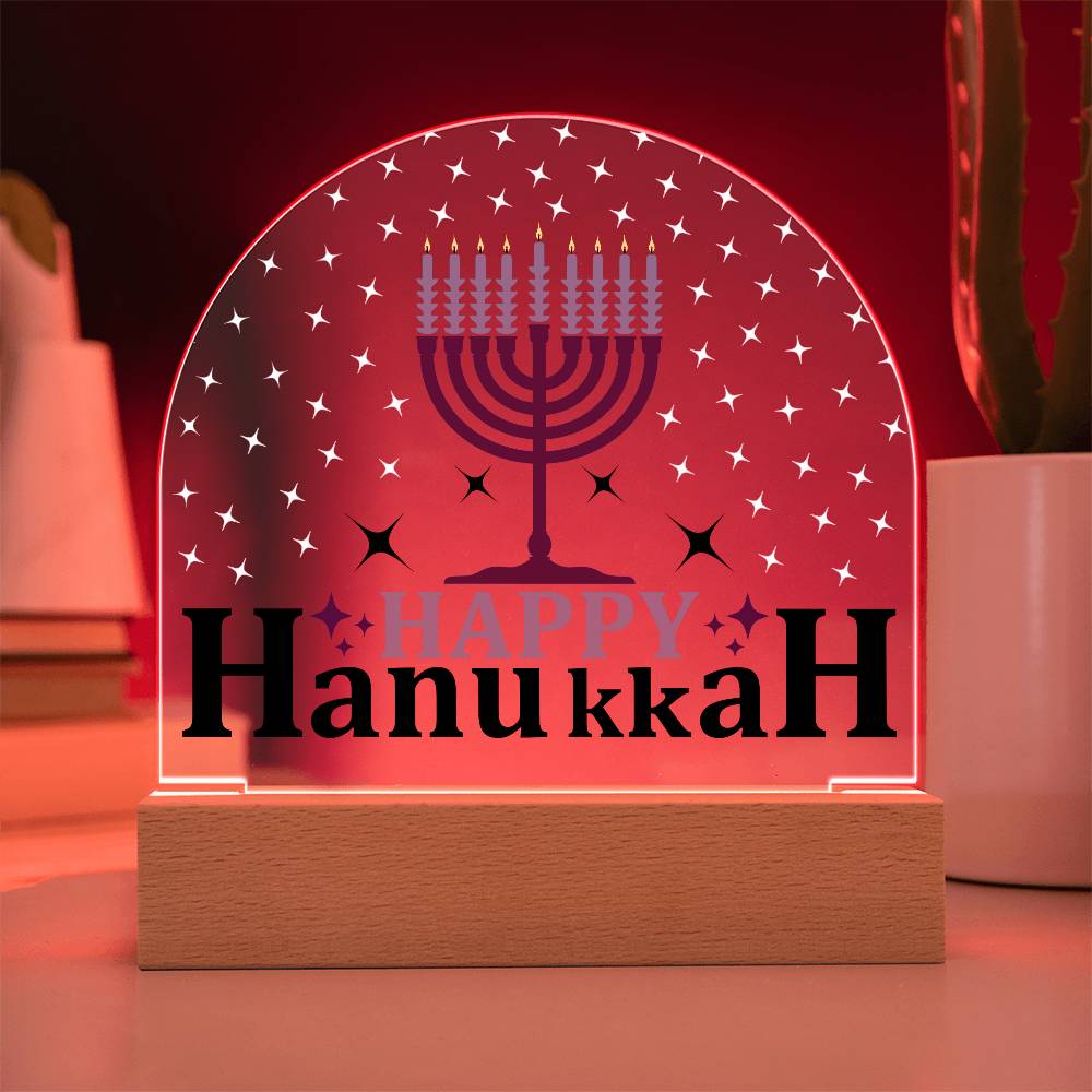 Happy Hanukkah Printed Acrylic Dome Plaque