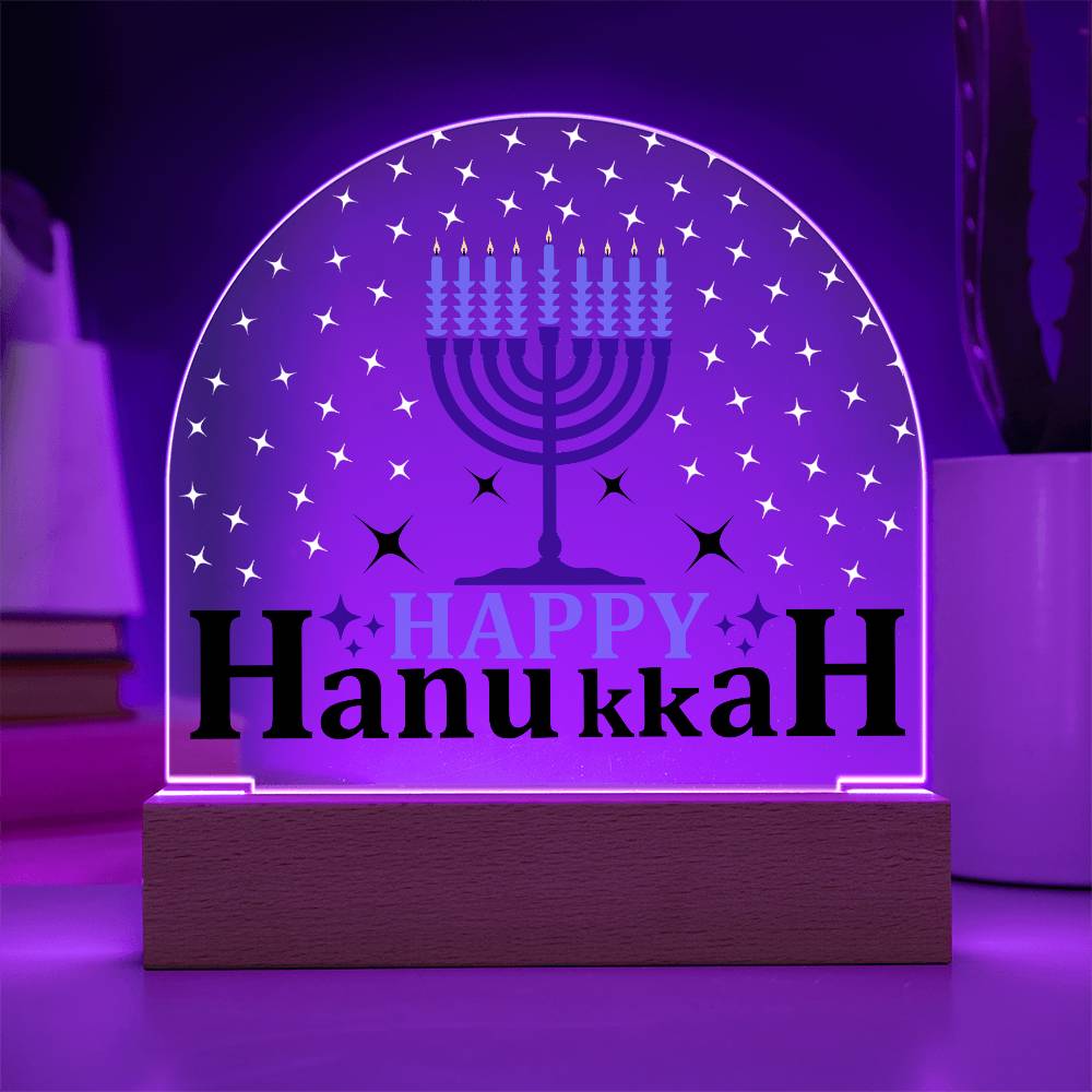 Happy Hanukkah Printed Acrylic Dome Plaque