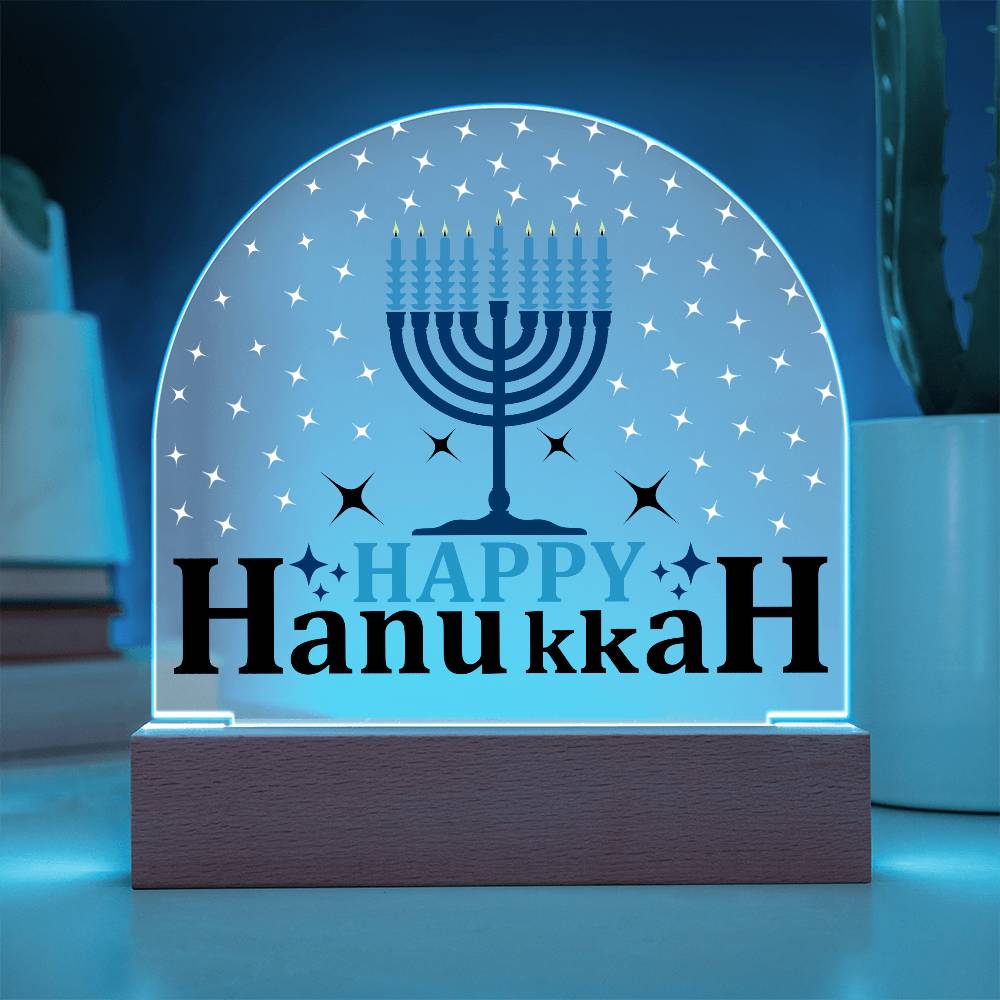 Happy Hanukkah Printed Acrylic Dome Plaque